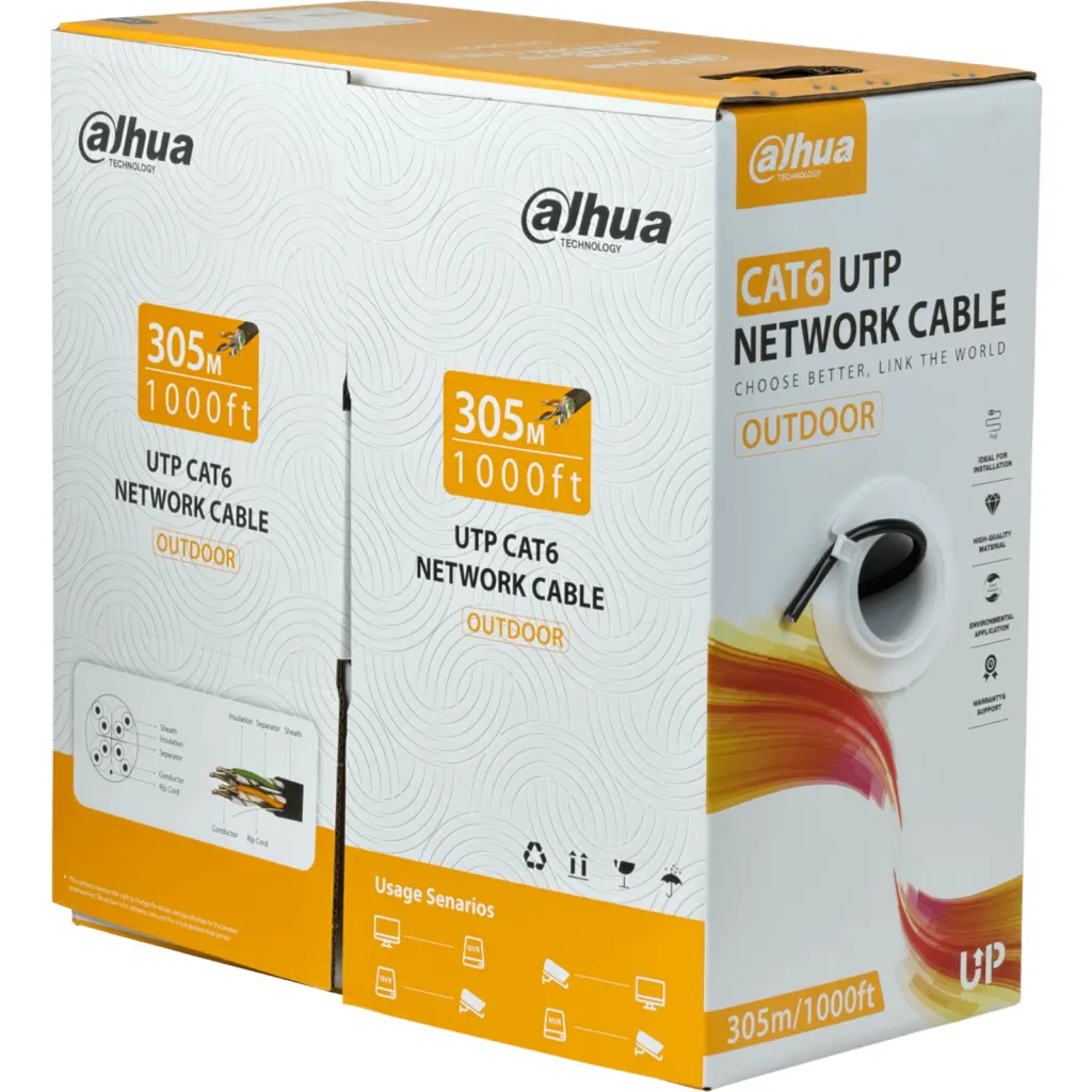 Imagen 1 de Cable de Red Dahua CAT6 Ext AWG23 UTP UNIFILAR COBRE PFM920-6U