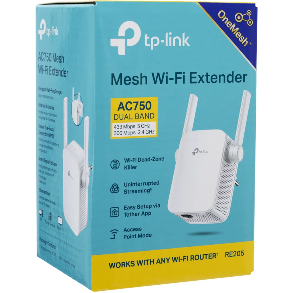 Extensor de Cobertura WIFI RE205 AC750 1 Pto RJ-45 10/100 Mbps 2.4GHz&5GHz 11ac