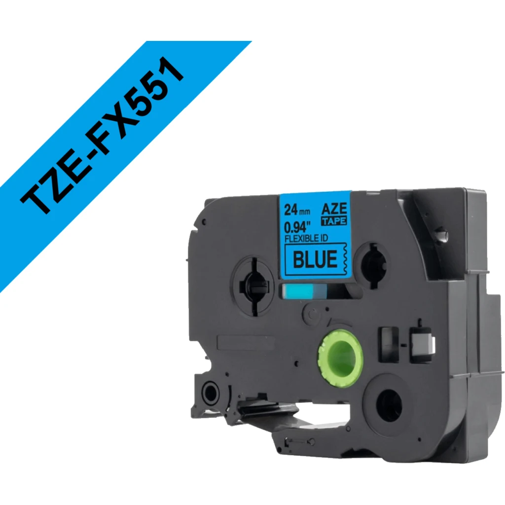 BROTHER Flex 24mm Negro en Fondo Azul Cinta 8mt p/PT-E550WVP/D600VP