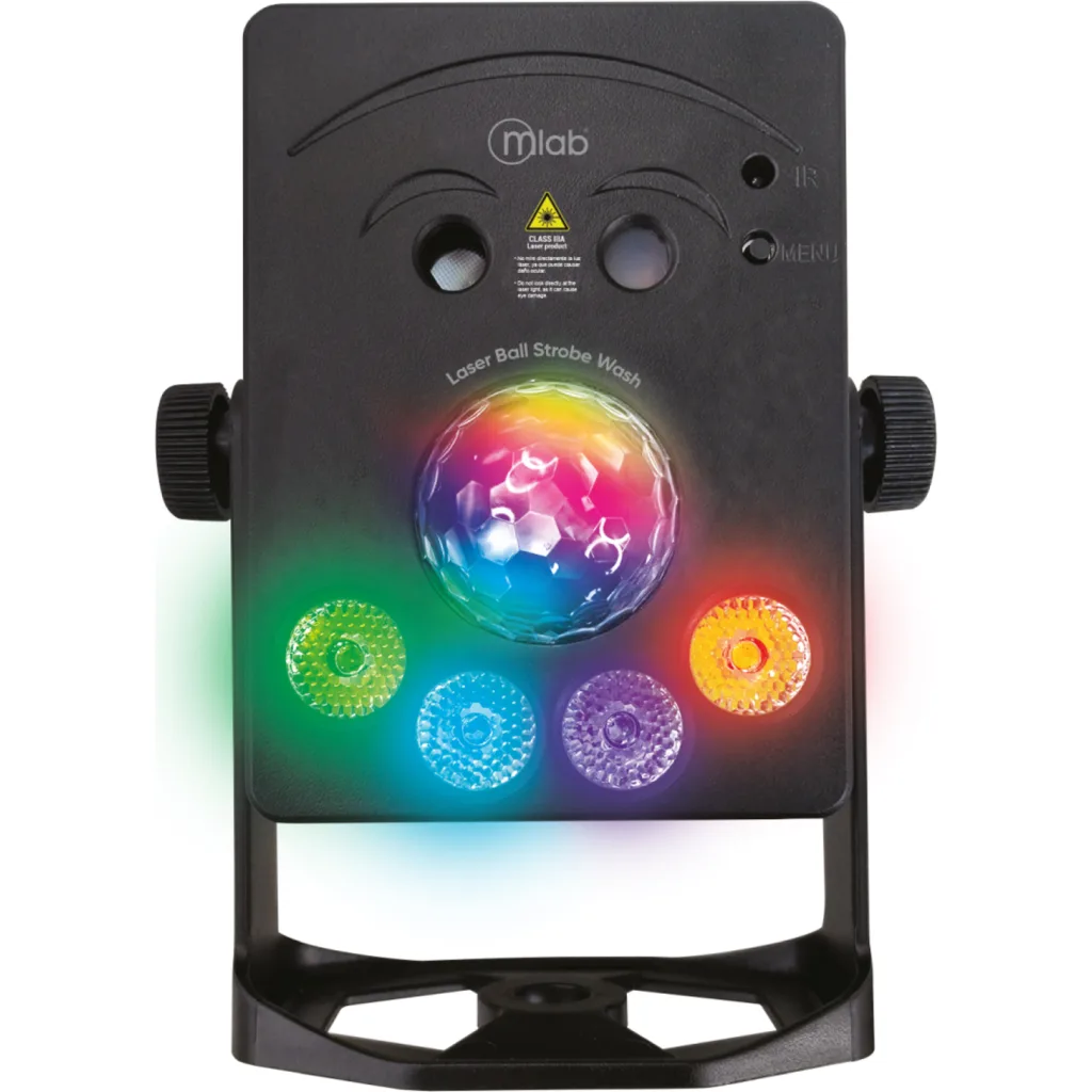 MLAB LUZ FIESTA LASER BALL STROBE WASH 5 LED MIC MUSIC RGBW 4 EN 1