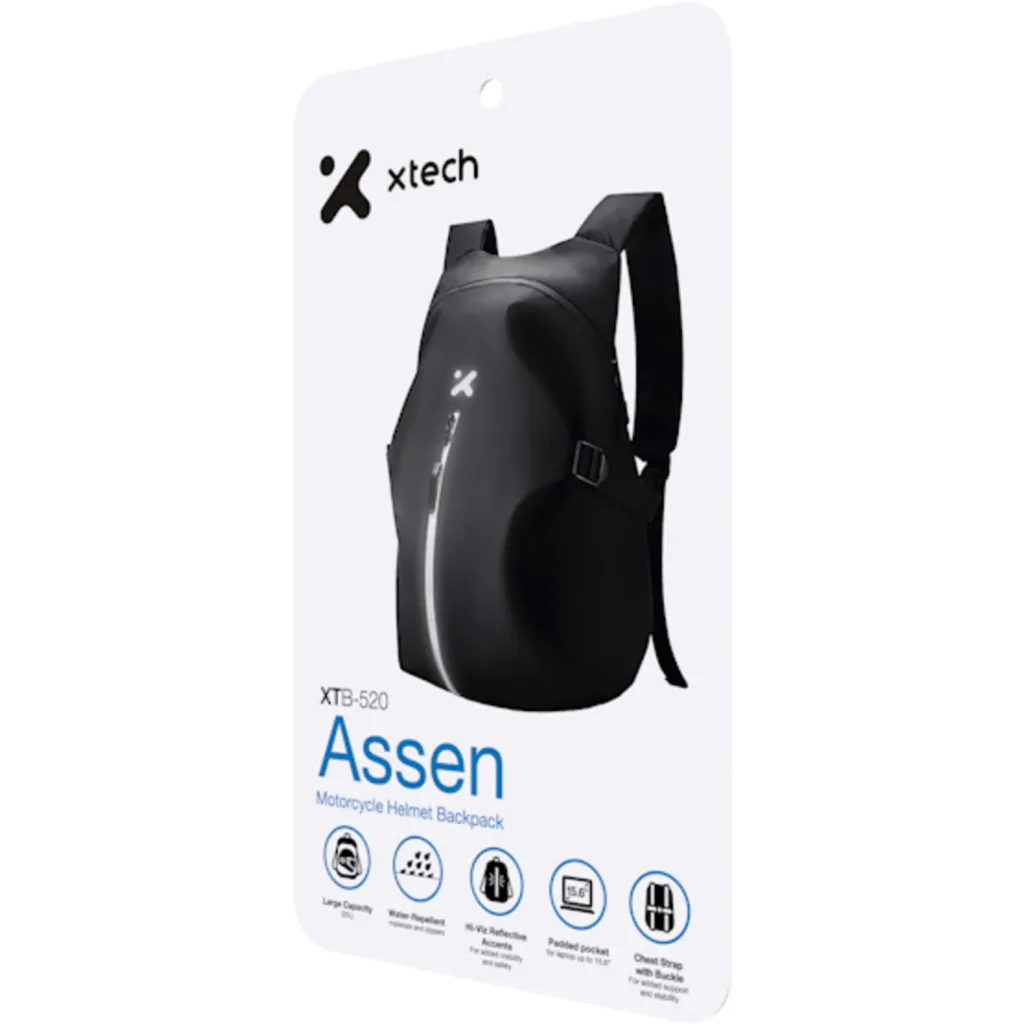 Imagen 11 de Xtech - Motorcycle Helmet Backpack - 15.6" - 900D polyester - All black - Capacity up to 35L XTB-520