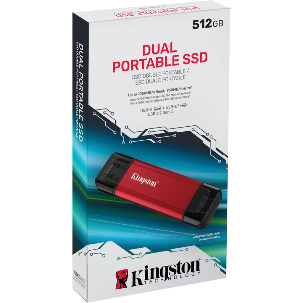 Imagen 3 de Unidad SSD Externo Kingston 512GB Dual USB-C/A Lec1050MB/s Esc950MB/s