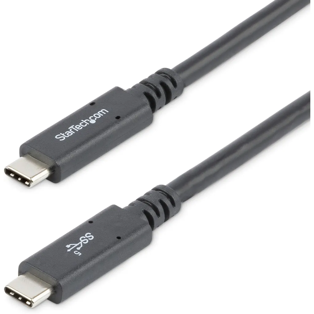 StarTech.com Cable de 1,8m USB-C a USB-C con capacidad para Entrega de Alimentación de 5A - USB TipoC - Cable de Carga USBC - USB 3.0 - Cable USB - USB-C (M) recto a USB-C (M) recto - USB 3.0 - 5 A - 1.8 m - compatibilidad con 4K - negro - para P/N: SV211HDUC