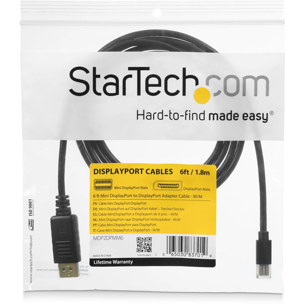 Imagen 2 de Cable Mini DP a DP v1.2 M/M 4K 3840x2400 60Hz 32AWG 2mts  Color Negro - StarTech