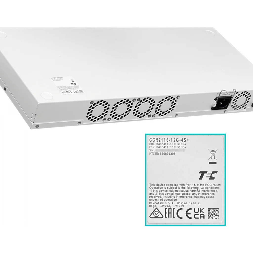 Router MikroTik CCR2116-12G-4S+ 16 Núcleos y Puertos 10G/1G