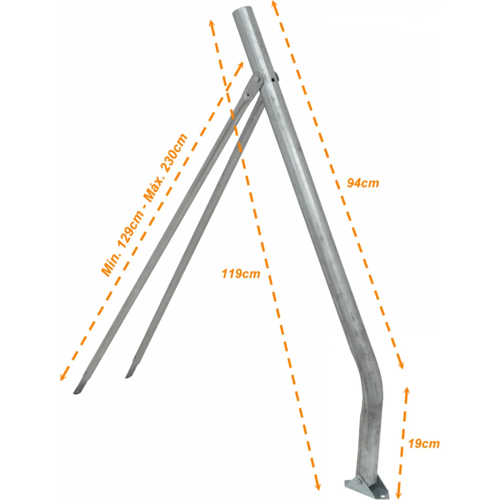 120cm Soporte Tripode Zincado Pintado-UV 2-patas/120-200cm