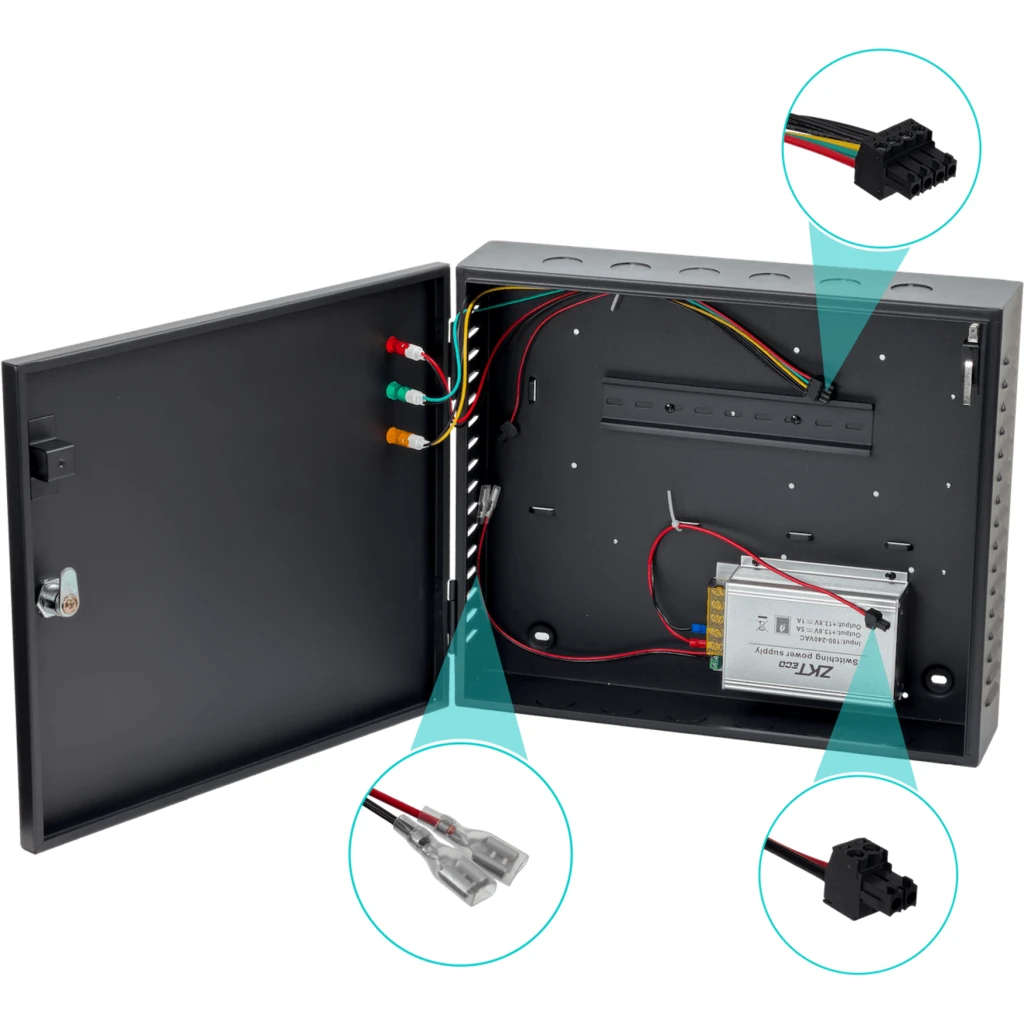 Controlador de Puerta ZKTeco para 2 puertas PIN+PROXY Incluye Gabinete