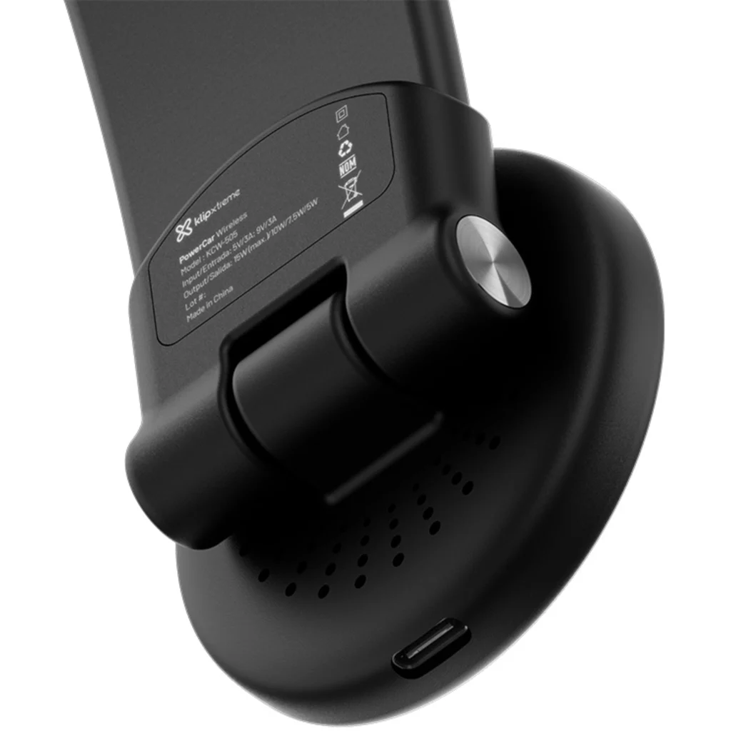 Imagen 3 de Klip Xtreme - Car wireless charging holder - 15 Watt - 24 pin USB-C - Cellular phone / Wireless earbuds / Apple AirPods / Apple Watch - Wireless - Para Smartphones - Foldable Velcro