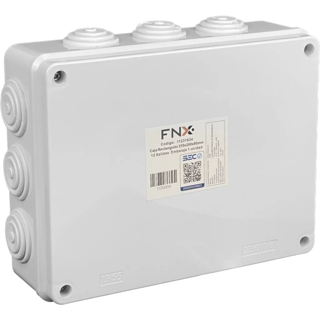 Imagen 2 de 255x200x80mm Caja Estanca Blanca IP55 12-Conos 4-Tornillos