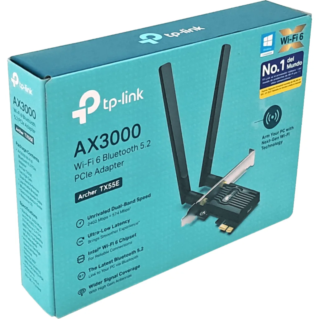 ARCHER TX55E ADAPT. TPLINK AX3000 WI-FI 6 BLUETOOTH 5.2 PCIE