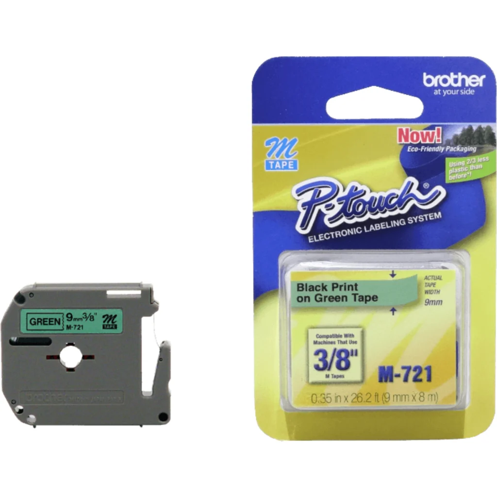 Imagen 1 de BROTHER 9mm Negro en Fondo Verde Cinta 8mt p/PT-90