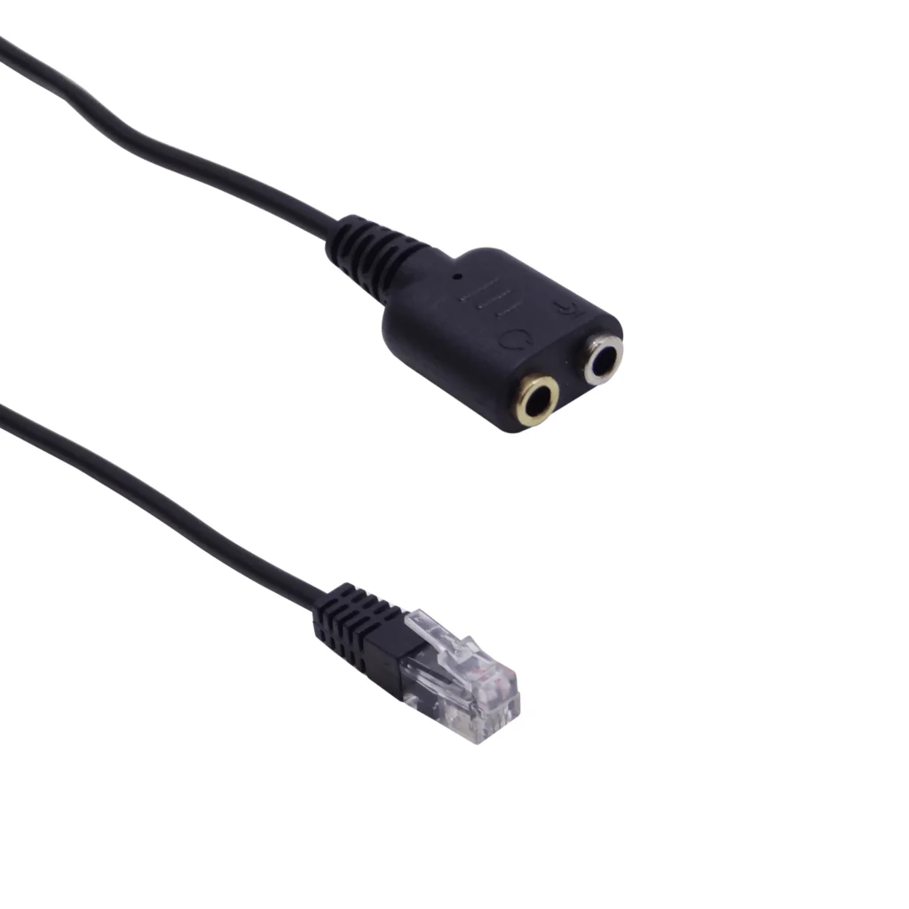 Imagen 1 de Cable RJ9 Macho a 2*Jack 3.5mm Hembra, Mic/Audif Cable 25cm para Auricular 3.5mm