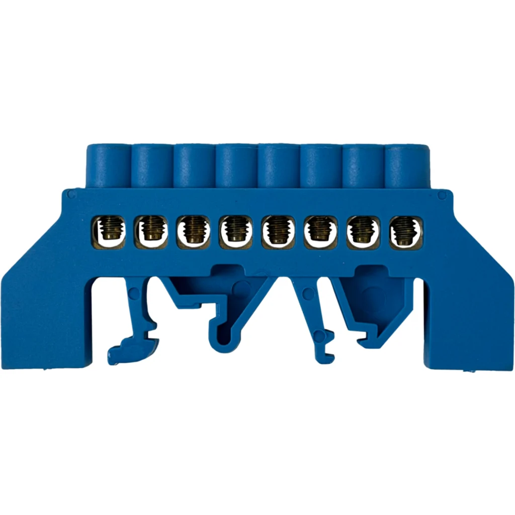 Imagen 2 de Regleta Azul 8-Conexiones 4mm Riel Din Distribucion Electrica