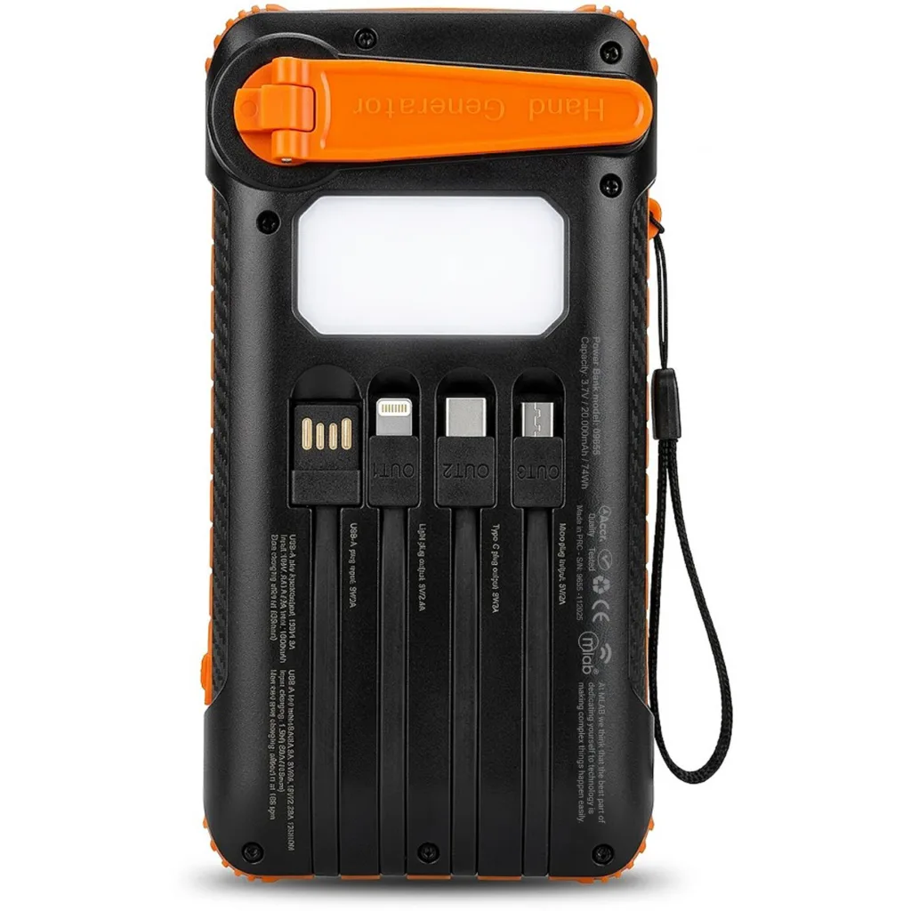 Imagen 1 de MLAB POWERBANK RAPIDO SOLAR Y DINAMO 20.000mAh / 22.5W CARGADOR PORTATIL SUN DIN