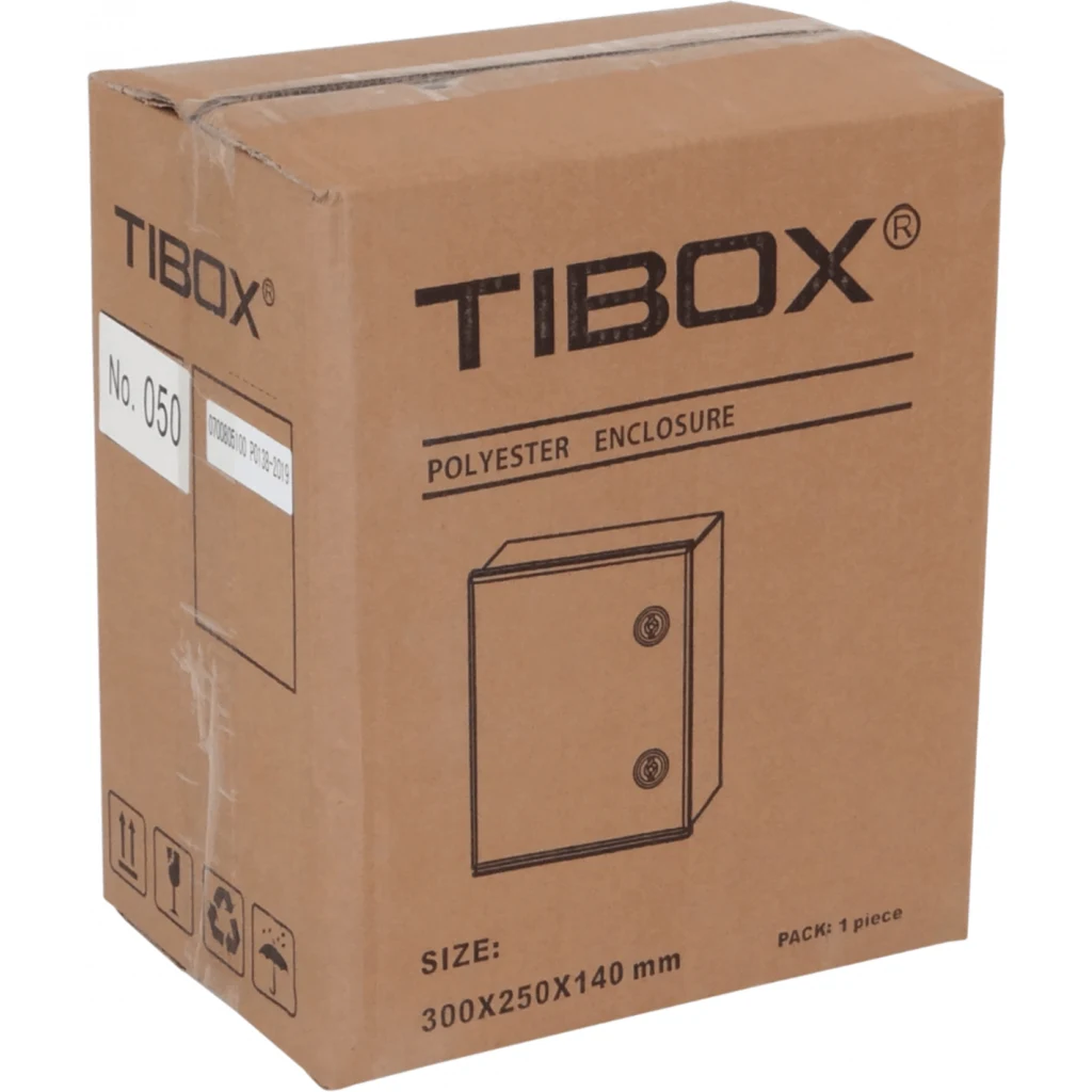Imagen 2 de TIBOX 300x250x140mm Poliester Tablero Estanco Gris IP65 RoHS c/Placa
