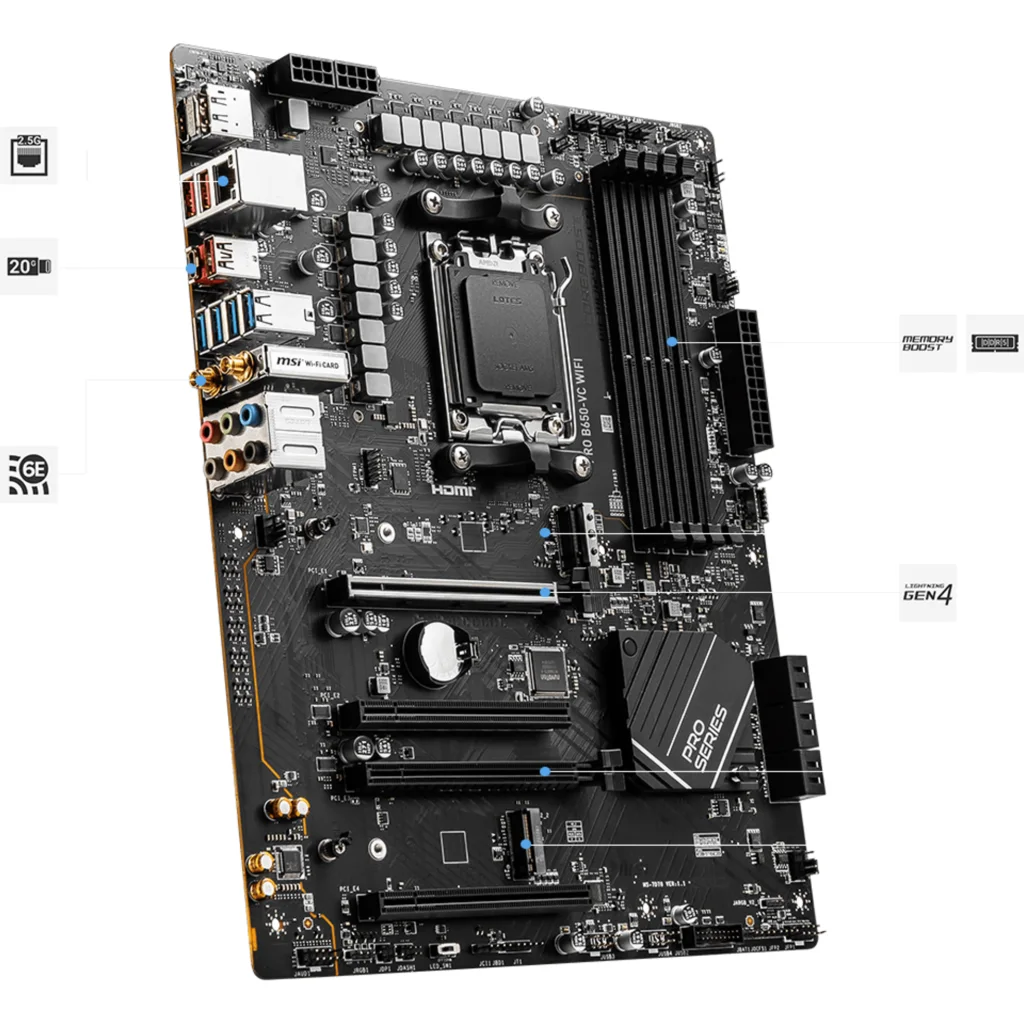 Imagen 9 de Tarjeta Madre MSI PRO B650M-VC AM5 4*DDR5  HDMI DP WIFI 6E ATX BULK (SIN CAJA)