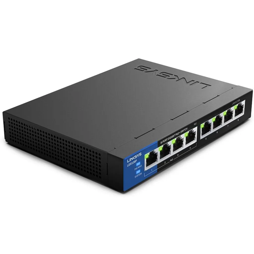 Imagen 1 de Switch Linksys SMB LGS108P No Admin. 8 puertos Gigabit (4 PoE+) 