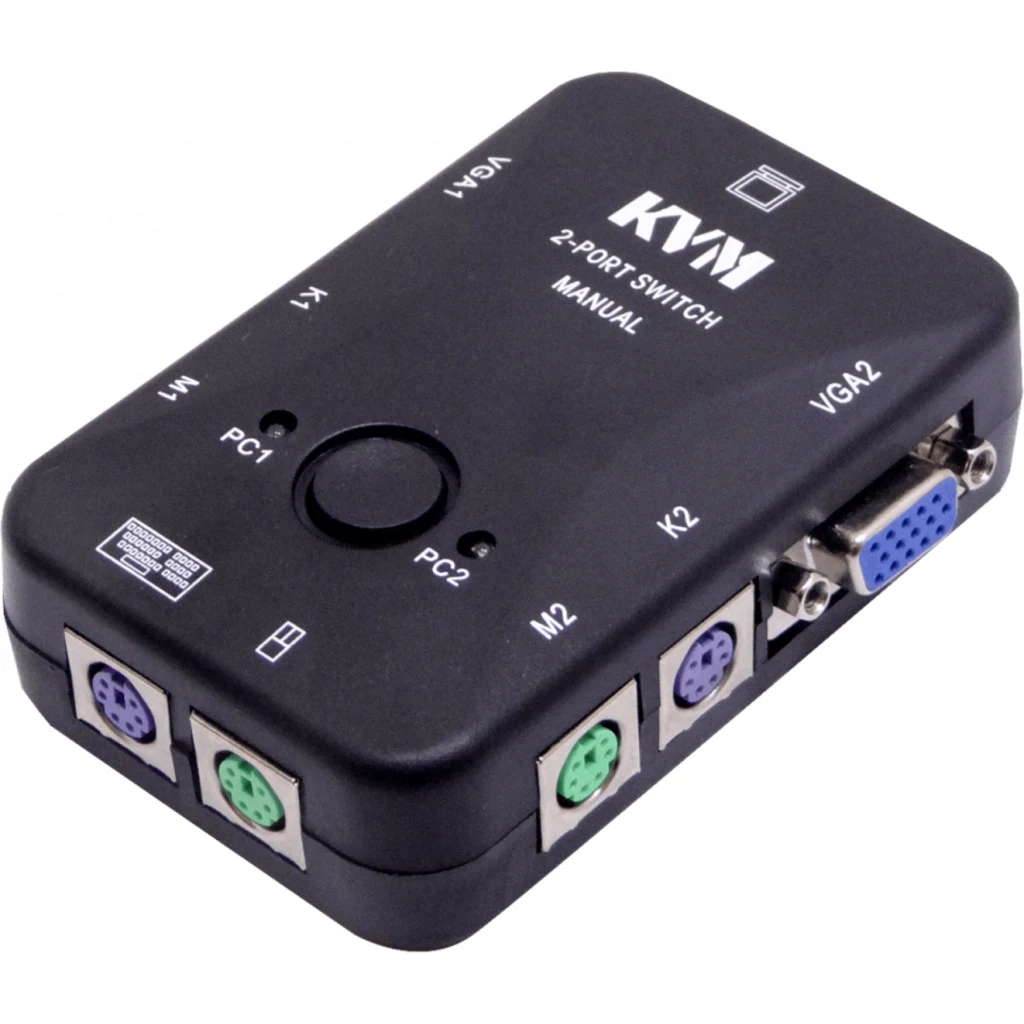 KVM 2-PS2-VGA requiere-Cables no-req-Fuente-Poder