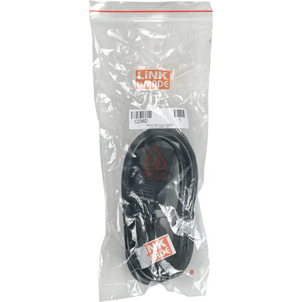 1,4mt C19-Hembra C20-Macho Cable Poder Negro 16A 3x1,5mm2 140cm