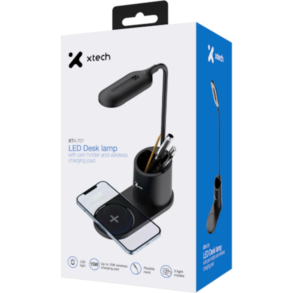 Imagen 8 de Lámpara LED de escritor XTech XTA-701, con portalápices y base de carga inalámbr