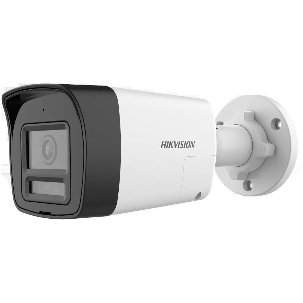 Cámara Bullet Hikvision fija de 2 MP con audio bidireccional y sirena.