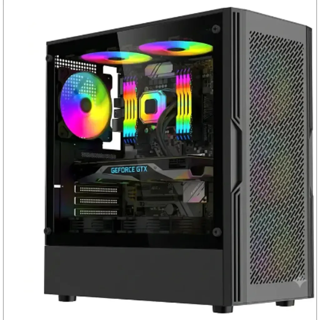 Gabinete Gamer ESGAMING HA06 ATX con Vidrio Templado y 4 Ventiladores RGB