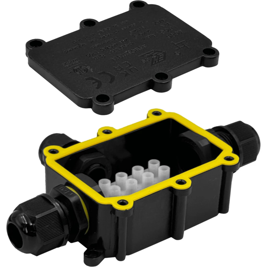DEENLAI Caja Empalme 1a2 1xPG9 2xPG18.5 IP68 Exterior Regleta-4 FSH713