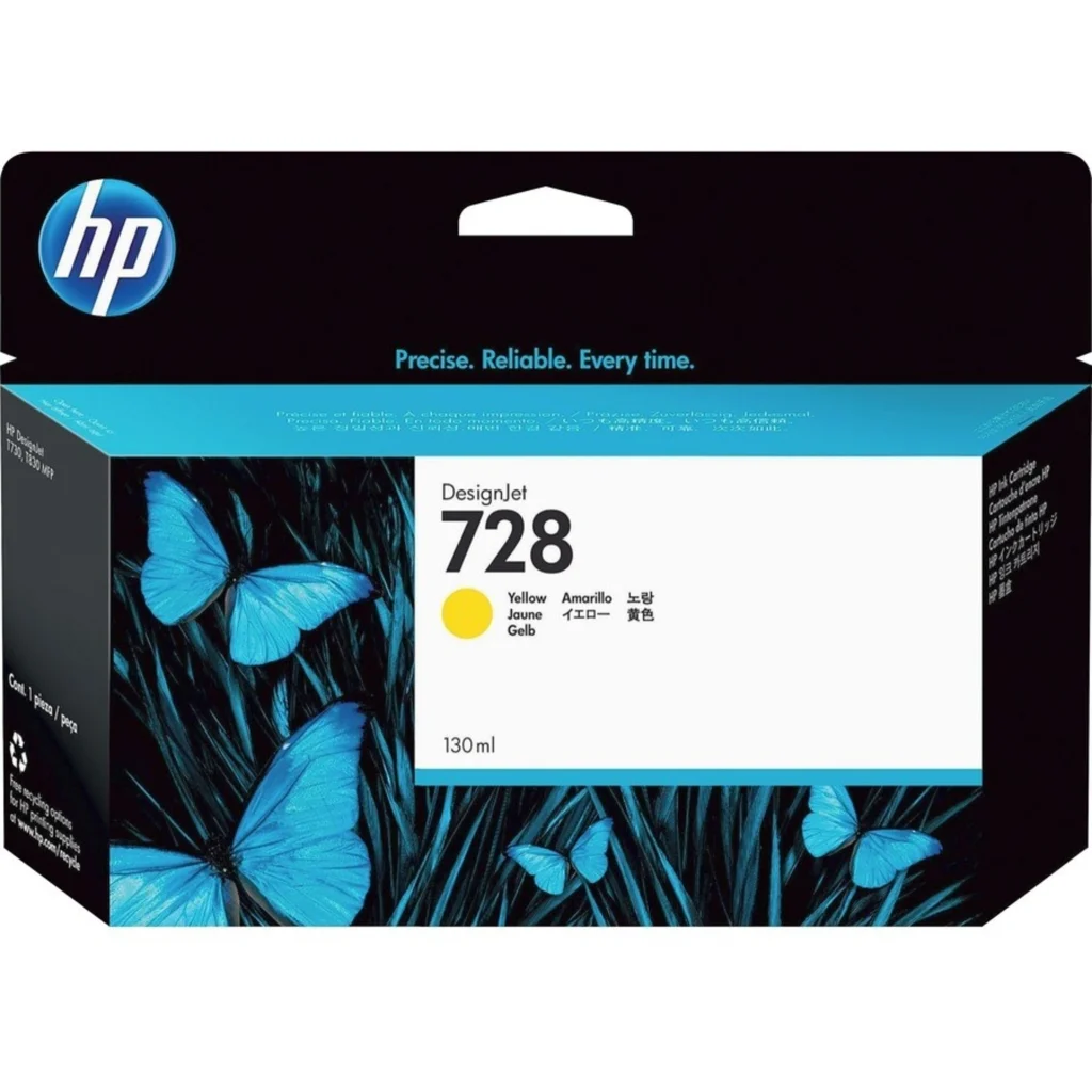 Cartridge HP 728 Amarillo para DesignJet T730/DesignJet T830, 130ml
