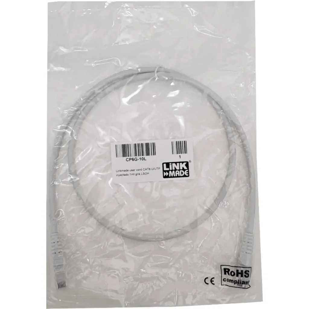 Imagen 1 de Cable Patch Inyectado Multifilar Linkmade 1 Mt Cat6 Gris Lszh