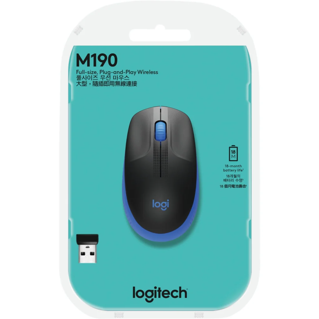 Imagen 3 de Mouse Inalámbrico Logitech M190 Óptico 1000dpi Ambidiestro 3 botones Azul