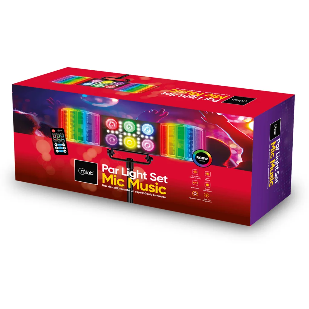 Imagen 4 de MLAB LUZ FIESTA STAND DERBY LASER STROBE 6 LED PAR MIC MUSIC RGBW 4 EN 1