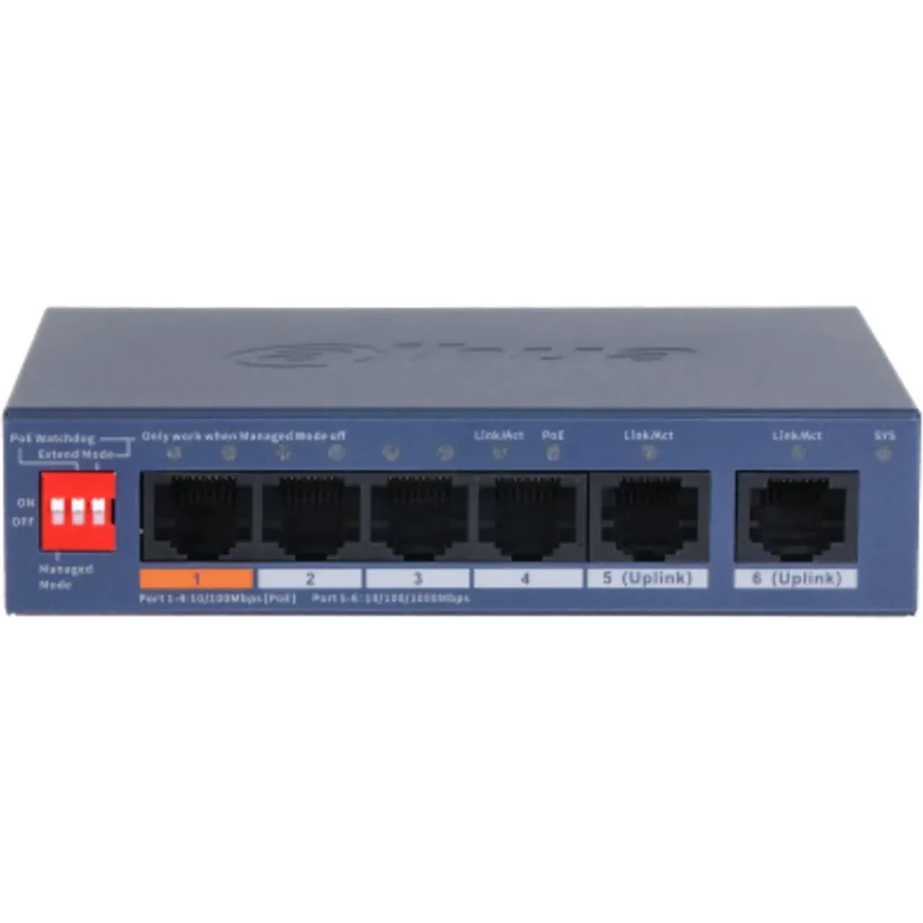 Imagen 2 de DH-CS4006-4ET2GT-60. 6-Port Cloud Managed Desktop Switch with 4-Port PoE