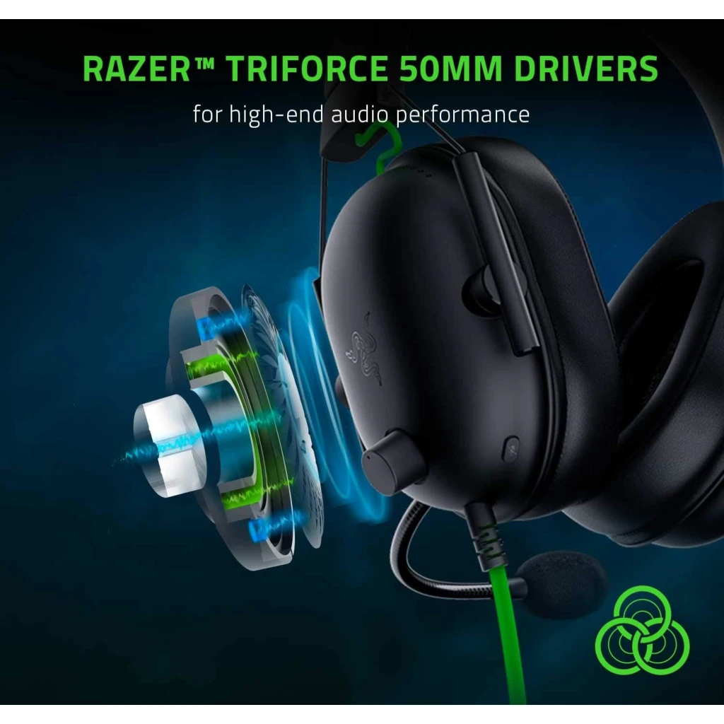 Imagen 1 de Audífonos Gamer Alámbricos Razer BlackShark V2X Triforce 50mm HyperClear Mic Blk