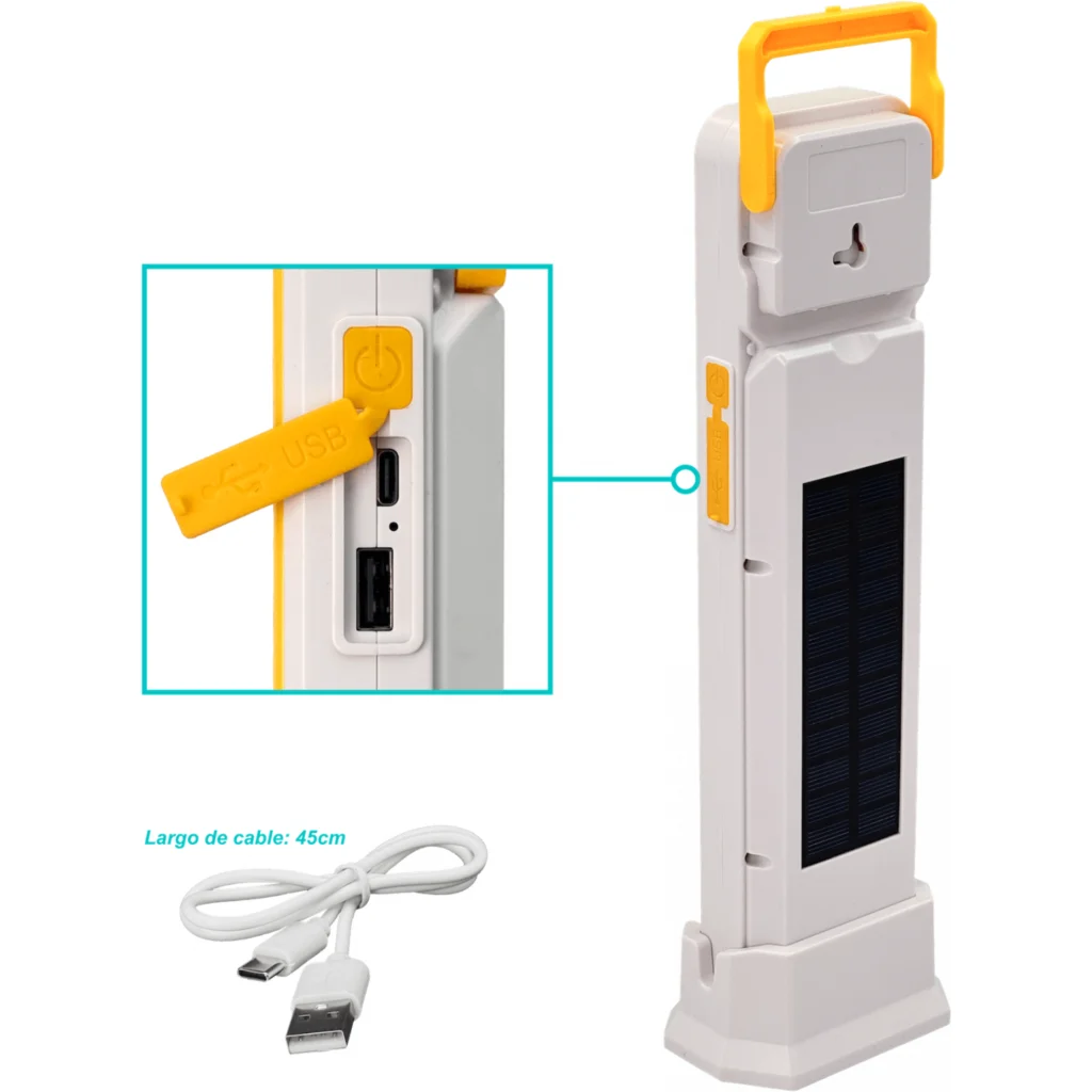 Imagen 2 de 125-LED 16hr Lampara Emergencia Bateri 100WH req-5V-USB-C 75x75x310mm