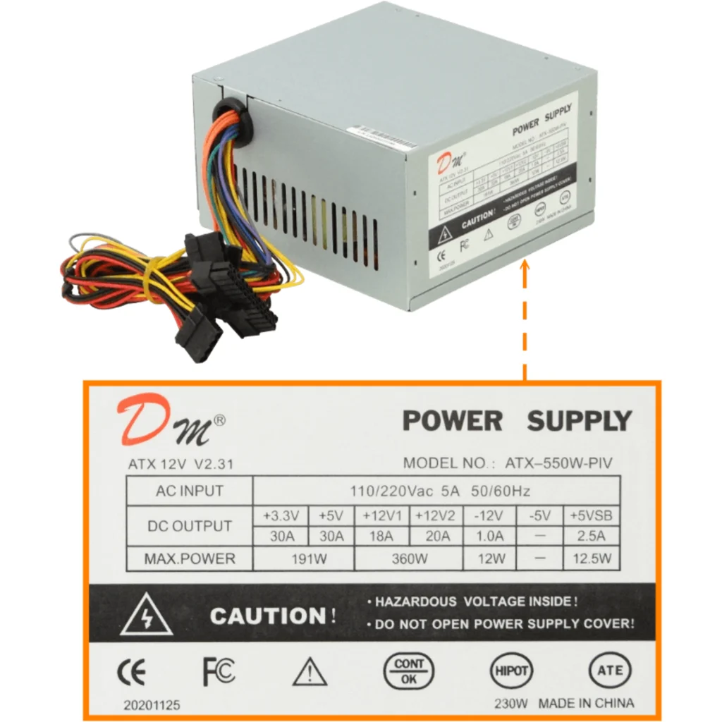 Imagen 2 de DM Fuente Poder ATX 550W Sata requiere cable poder C13 opc-salida-C14