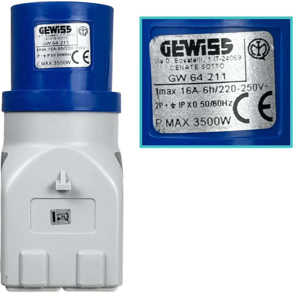 GEWISS industrial 1-Macho 16A 2-Enchufe-H 10A/16A 2P+T IP44 250V