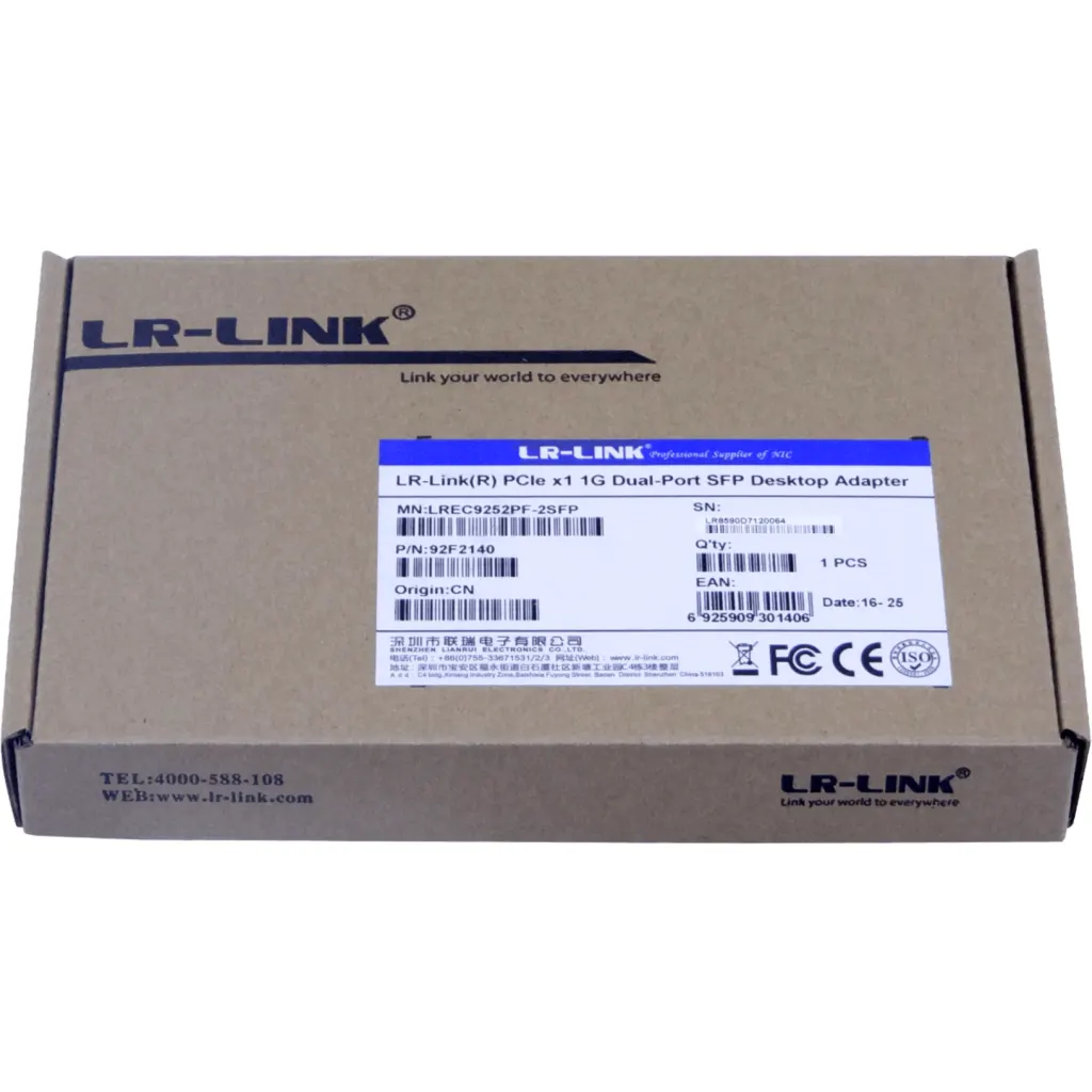 Imagen 3 de LRLINK PCIe-x1 2-SFP 1G NIC Tarjeta para Servidor Intel I350AM2