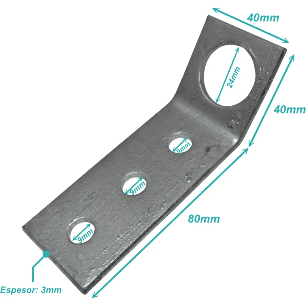 LINKMADE ANCLAJE VIENTOS ANGULAR OJETILLO 80x40x3mm Zincado