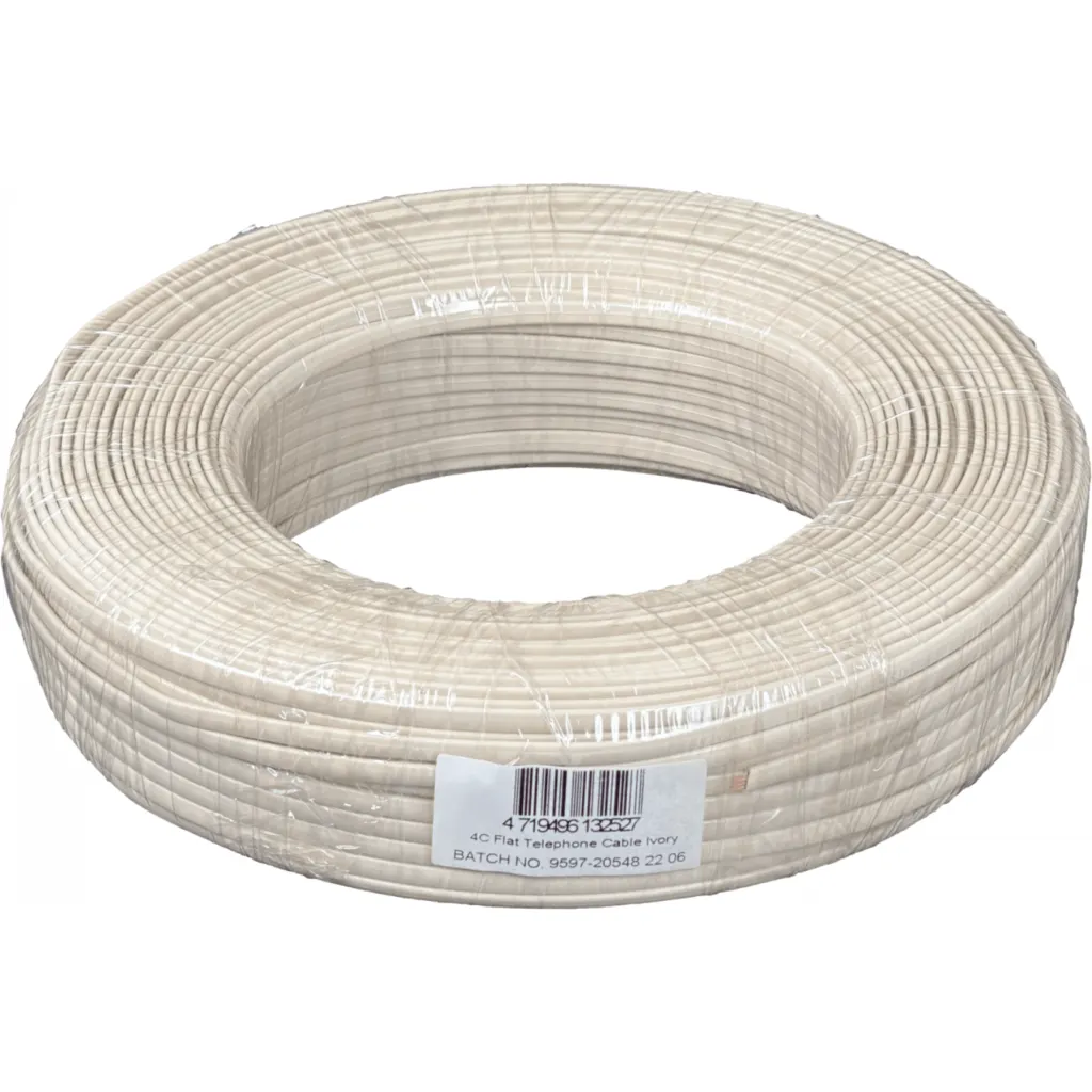Plano 4-Conductores Blanco/Marfil/Ivory 100mts Cable Telefonico