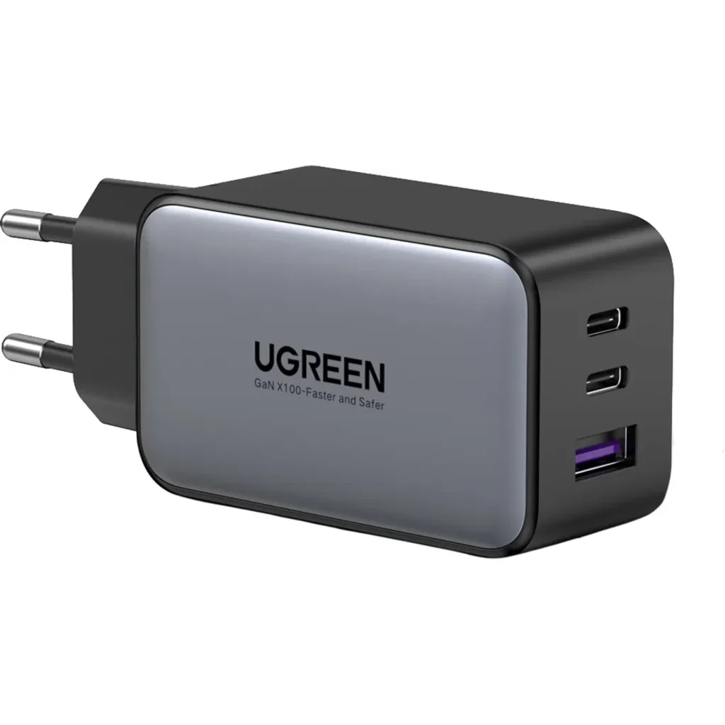 Cargador Rapido UGREEN Nexode 65W GaN 3 puertos 2x USB-C 1xUSB-A