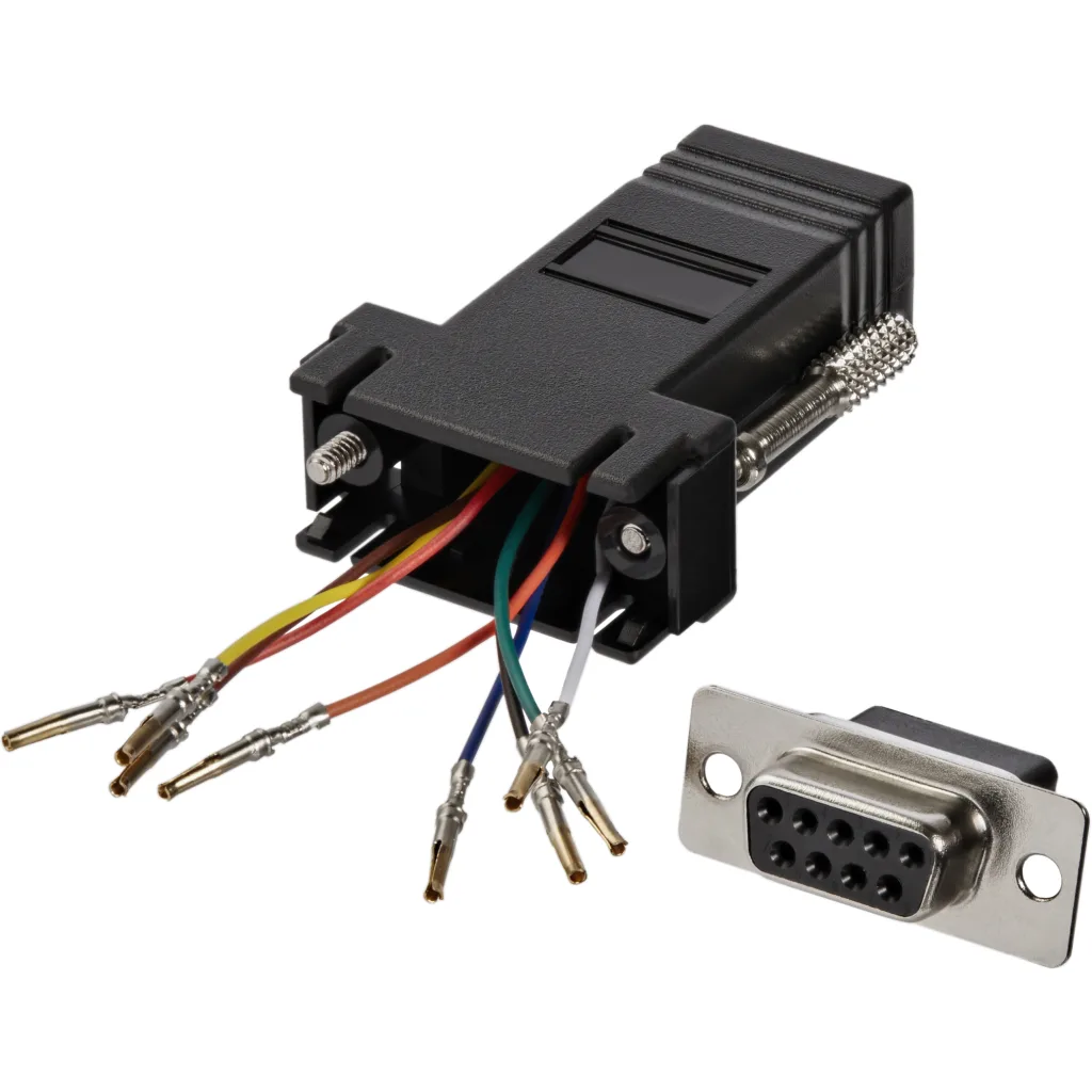 Adaptador Conversor Modular DB9 Serial a RJ45 Hembra a Hembra