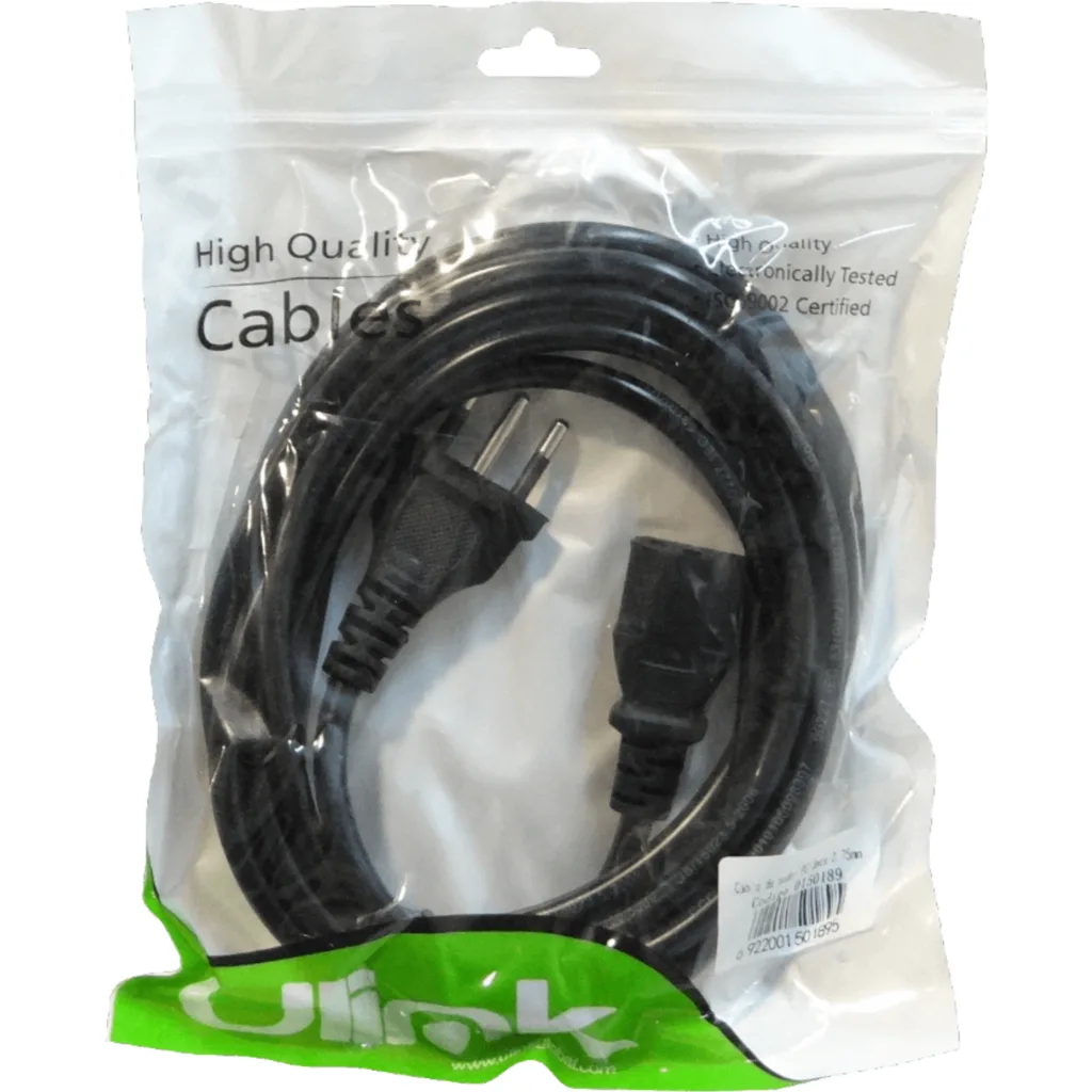 Imagen 1 de Cable de Poder 3x0, 75mm2 CHILE-C13 6A Longitud 3 mts -  nacional