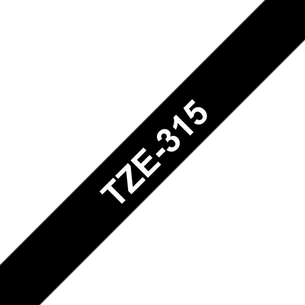 TZE 315 6mm Black on white tape