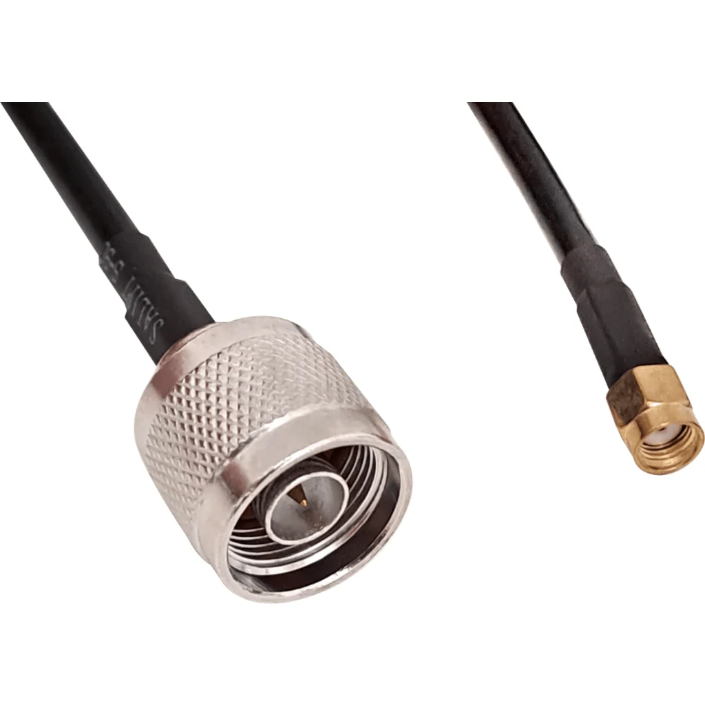 5mt RPSMA-Macho N-Macho RG58 Cable Coaxial Negro