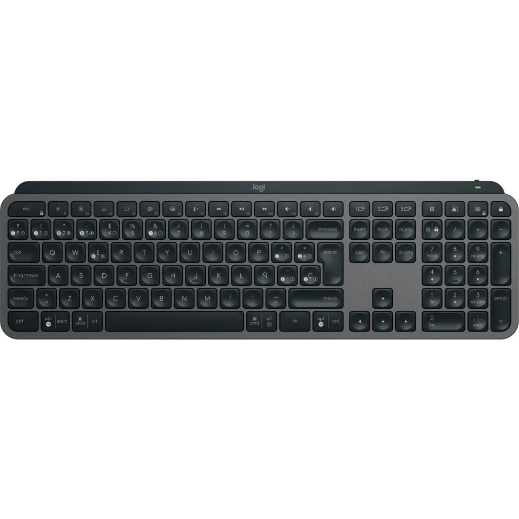 Teclado Inalámbrico Logitech MX Keys S, Bateria Recargable Dongle USB Space gray