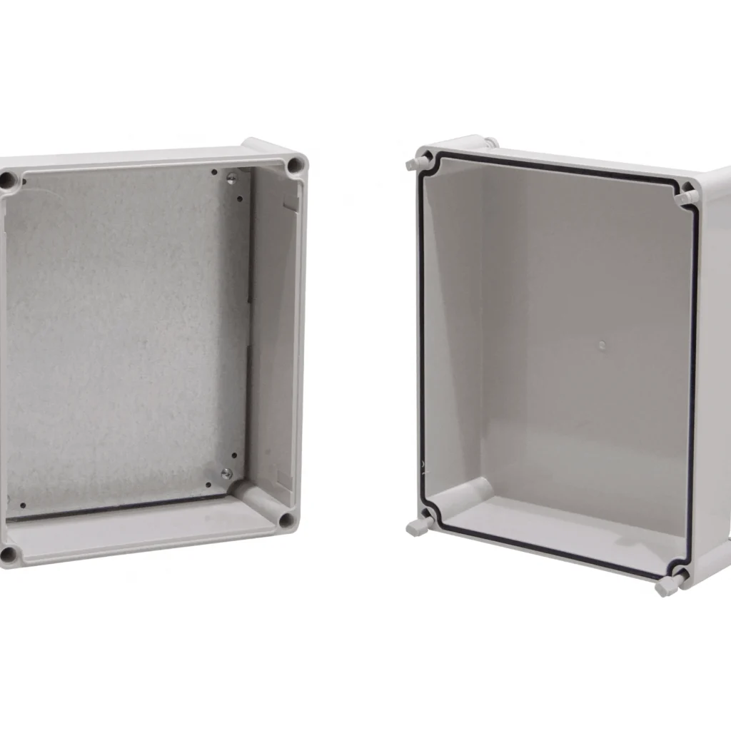 TIBOX 340x280x180mm Tapa-Gris Caja Gris Plastica c/Placa IP66 RoHS
