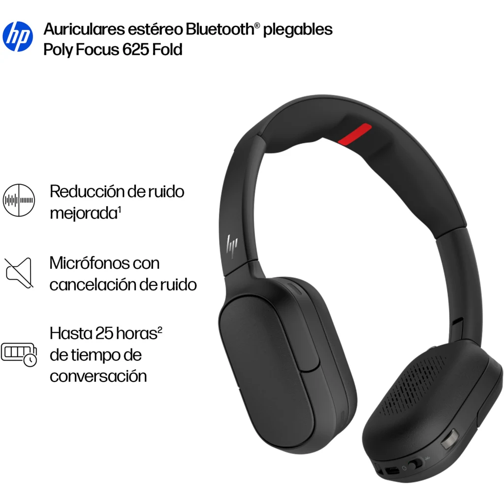 Imagen 3 de HP Poly Focus 625 Stereo Bluetooth Headset HP Poly Focus 625