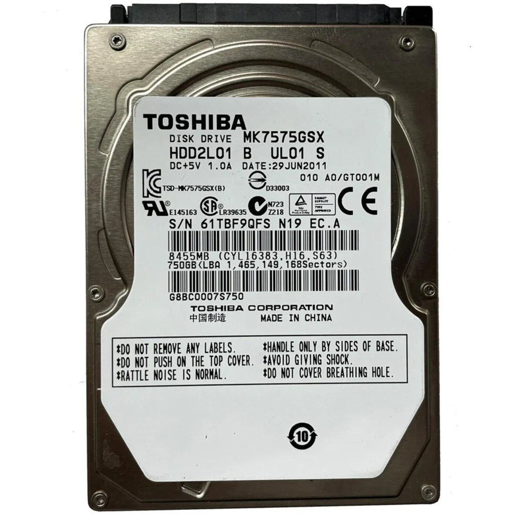 Disco Duro Toshiba 750GB 2.5" 9.5mm 5400 RPM SATA II 3GB/s 8MB  (Reacondicionado)