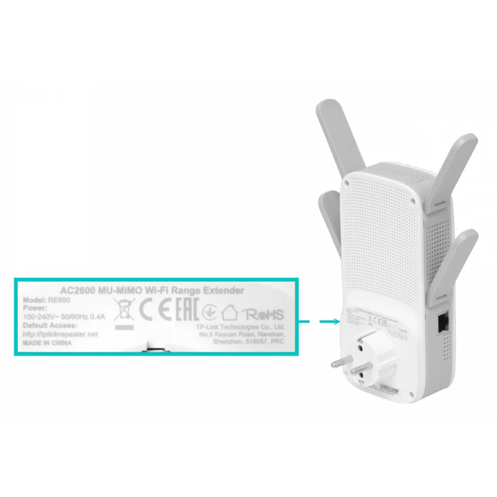 Imagen 2 de Repetidor Schuko TP-Link RE650 Wifi Gbt Dual Band AC2600 5Ghz/2,4GHz 1733/800Mbs