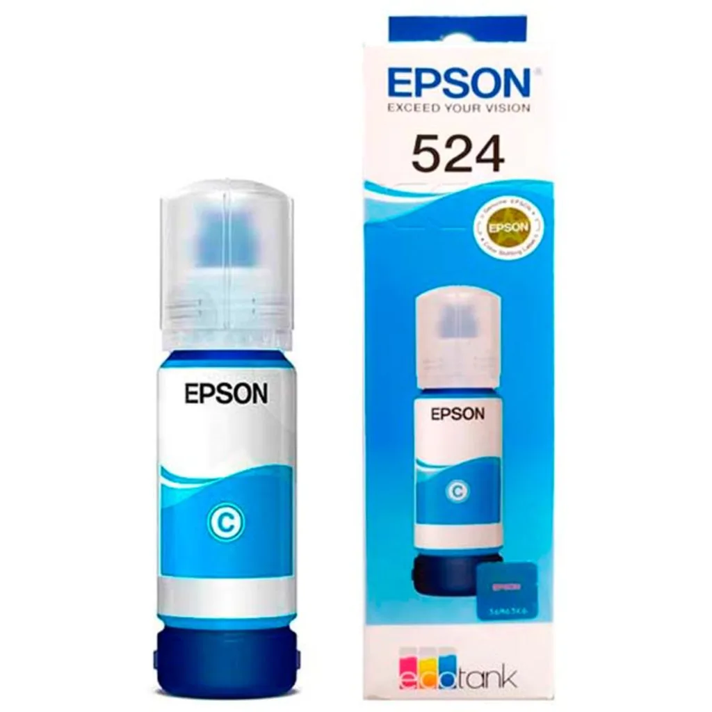 Botella de Tinta Epson T524 Cyan para Imp L15150 L15160, 6000 Páginas 17.26ml